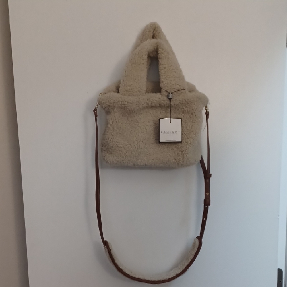 Laundry By Shelli Segal Shearling Shoulder Bag - Cream and Brown